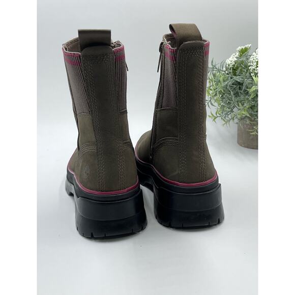 Timberland Women's Malynn Side Zip Boots Leather Waterproof Olive Color Sz 6.5 - Picture 5 of 16